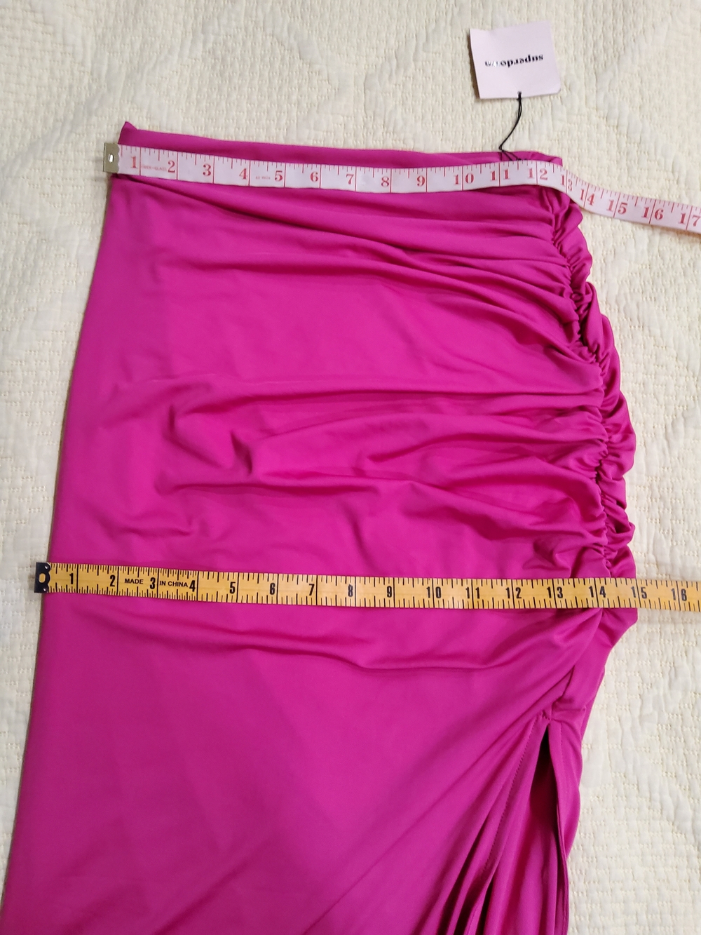 Superdown Tiffany High-Rise Ruched Midi Skirt in Hot Pink - Picture 11 of 12